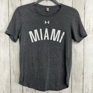Under Armour Heat Gear Charged Loose Fit Gray Short Sleeve Miami T-Shirt Small